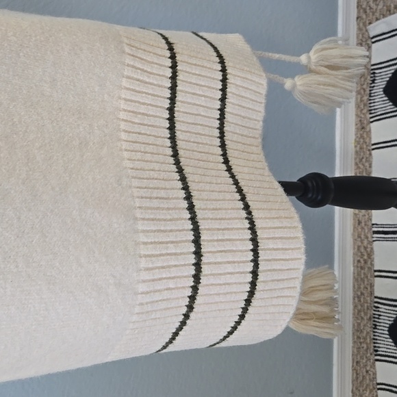 NWT FREE PEOPLE All Star Stripe Poncho Cream Knit Sweater Vest Dark Stripes OS - Picture 9 of 13